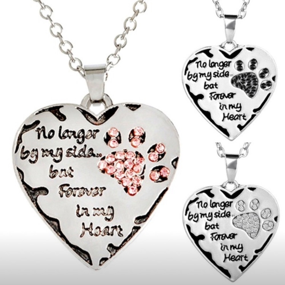 🐾 Loss of a pet heart paw print necklace